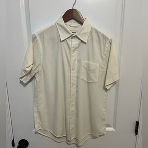 Buck Mason Draped Twill S/S Shirt in Natural colorway